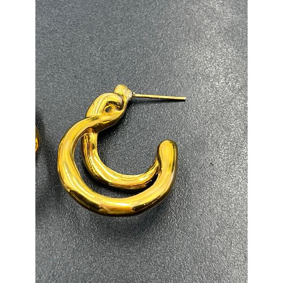 Missoma 18k Recycled Gold Plated Double Molten Abstract Sculptural Twist Earring - Picture 5 of 11